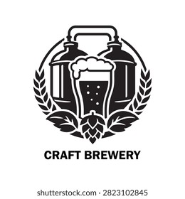 Craft Brewery logo features a detailed circular badge with traditional beer mugs flanked by rustic wheat stalks. This authentic, artisanal design is exceptional for craft beer makers, microbreweries, pub houses, beverage distributors, or tavern restaurants aiming for a heritage-inspired identity that highlights brewing tradition and quality ingredients.