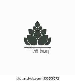 Craft brewery logo. Hop isolated on background. Vector illustration