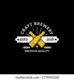 Craft Brewery Premium Quality Logo template, vintage beer company logo illustration