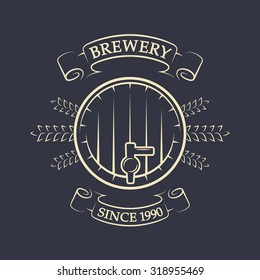 Craft brewing. Beer keg. Vintage emblem.