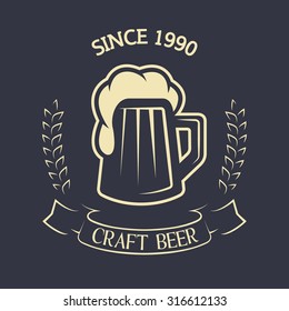 Craft brewing. Emblem vintage style.