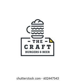 The Craft Burgers And Beers. Logo Template.