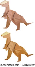 Craft Cardboard Paper Old Dino Animals Dinosaur Baby Warm Cozy Origami Fold Handmade Holiday Vector Graphics Any Size Save Nature Eco Earth South Recycle Matherials Texture Friendly Funny Cute 