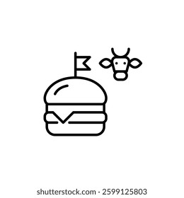 Craft cheeseburger with beef patty. Restaurant menu, fast food. Pixel perfect, editable stroke vector icon