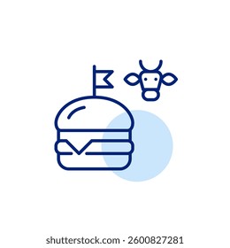 Craft cheeseburger with beef patty. Restaurant menu, fast food. Pixel perfect, editable stroke vector icon