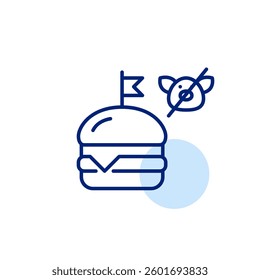 Craft cheeseburger with no pork symbol. Pixel perfect, editable stroke vector icon