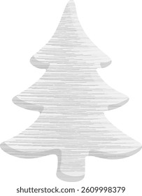 Craft Christmas tree made of white wood Xmas firtree for holiday Idea design for Vintage retro hand made decoration. Isolated on white transparent background Scandinavian style