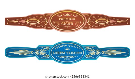 Craft cigar label. 3D cigars tag template isolated vector illustration