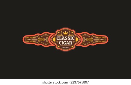 diseño plano de la plantilla de la etiqueta de cigarro artesanal