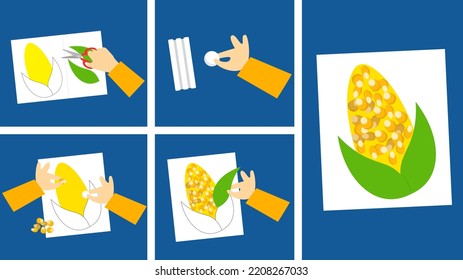 craft corn from paper and plasticine