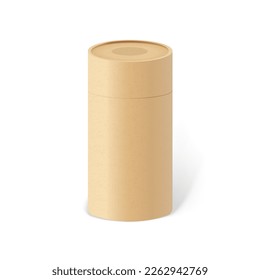 Craft cylinder set. Front view of natural paper tube and kraft paper tube isolated on white background.