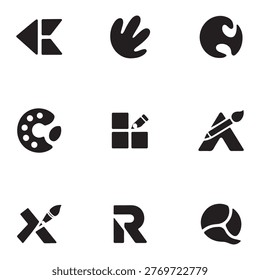 Craft design unique solid logo set creative handmade artistic branding identity perfect studio craft business modern design solution
