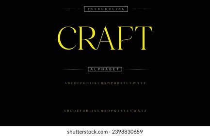 Craft Elegant Font Uppercase, minúscula y número. Diseños de moda mínimos con letras clásicas. Tipografía moderna de serif con el concepto de vintage decorativo regular. ilustración vectorial