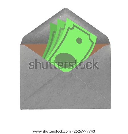 A craft envelope with money. Trendy collage style. Vector illustration