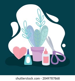 craft glue bottles and scissors