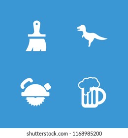 Craft icon. collection of 4 craft filled icons such as dinosaur, beer mug, brush. editable craft icons for web and mobile.