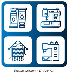 craft icon set. Collection of Paint tube, Sewing machine, Knitting icons