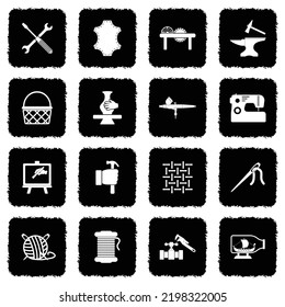 Craft Icons. Grunge Black Flat Design. Vector Illustration.