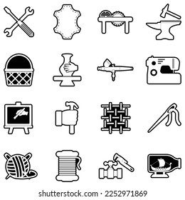 Craft Icons. Line With Fill Design. Vector Illustration.