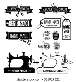 Craft icons - Sewing Icons for sewing, knitting, crafts, hobbies, handmade, workshop  flat vector illustration isolated on white background