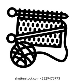 vector de icono de la línea de la lana de punto de mano. signo de la lana de punto de manualidades. símbolo de contorno aislado ilustración negra