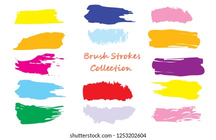 Craft label brush stroke backgrounds, paint or ink smudges vector for tags and stamps design. Painted label backgrounds patch. Color combinations catalog elements. Ink smudges, stains,colorful spots.