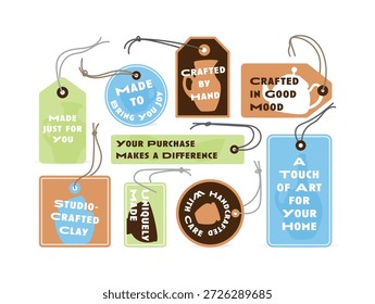 Vorlagen für Craft-Labels, die Informationen über handgefertigte Artikel und ihre einzigartigen Qualitäten enthalten. Sie verleihen Geschenken und handgefertigten Gegenständen eine persönliche Note.