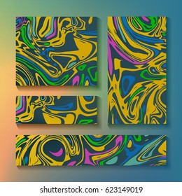 Craft Liquid Texture Vector. Abstract Colorful Background In Ebru Suminagashi Technique.
