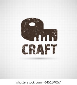 Craft logo business idea. Tool of design handmade needlecraft element and fashion handicraft symbol