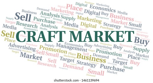 Craft Market word cloud. Vector made with text only