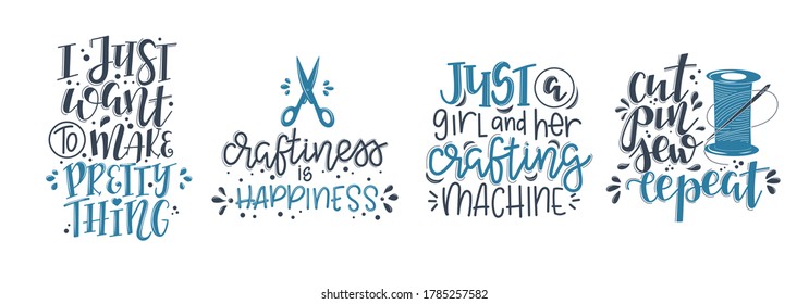 Craft motivational quote Hand drawn typography poster set. Conceptual handwritten phrase craft T shirt hand lettered cal