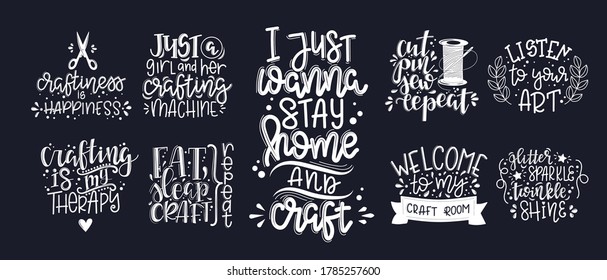 Craft motivational quote Hand drawn typography poster set. Conceptual handwritten phrase craft T shirt hand lettered cal