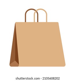 Craft package. Brown-beige paper packaging. Bio-packaging. A kraft bag is a product made of paper. Vector illustration isolated on a white background for design and web design