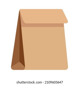 Craft package. Brown-beige paper packaging. Bio-packaging. A kraft bag is a product made of paper. Vector illustration isolated on a white background for design.