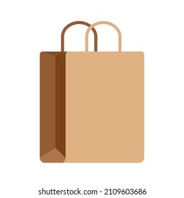 Craft package. Brown-beige paper packaging. Bio-packaging. A kraft bag is a product made of paper. Vector illustration isolated on a white background for design.