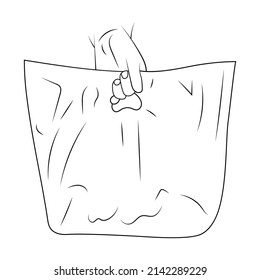 Craft package hold in hand sketch illustration.