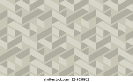 Craft pale color geometric seamless pattern. Abstract maze repeatable motif. twisted ribbon or border background. Minimal textile, wallpaper, wrapping paper. Vector stock illustration
