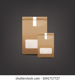 Craft Paper Bag Packaging Mockup with clear window 