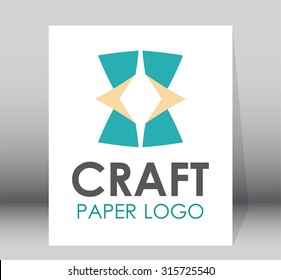 Craft paper connect flat art abstract vector logo design template creative business icon company identity symbol concept