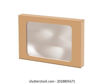 Craft Paper Disposable Box With Transparent Window. EPS10 Vector