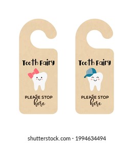 Craft paper Door hanger template for the tooth fairy