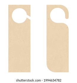 Craft paper Door hanger template isolated on white background.