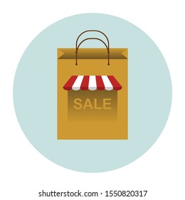 Craft paper gift bag. Shopping sachet for retail sector. vector illustration
