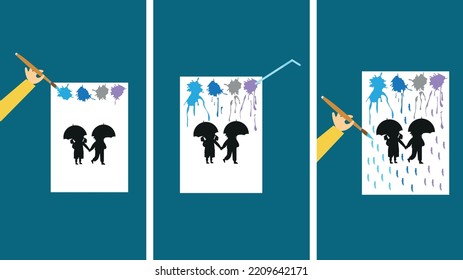 craft rain with paints and straws