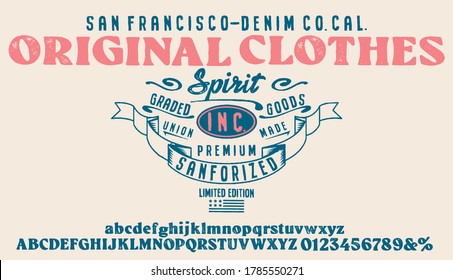 Craft retro vintage typeface design. Youth fashion type. Textured alphabet. Pop modern display vector letters. Drawn in graphic style. Set of Latin characters numbers