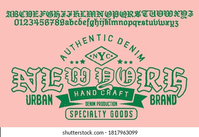 Craft retro vintage typeface design. Youth fashion type. Textured alphabet. Pop modern display vector letters. Drawn in graphic style. Set of Latin characters numbers