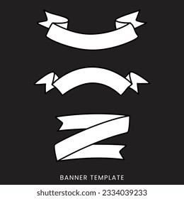 Craft ribbon flat set. Decorative vintage paper banner. Empty simple ribbons template different shape. Blank retro flag, tape for text, price tag, sale label. Isolated on white vector illustration