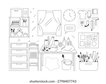 Craft Room Organization Coloring Book Page