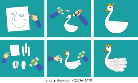 craft swan made of paper and glue
