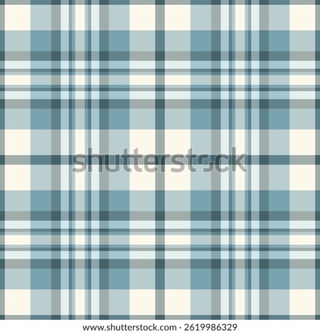 Craft tartan plaid background, sixties fabric check seamless. Kind texture vector textile pattern in cyan and light colors palette.